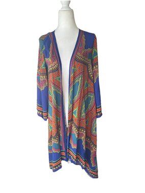 Flying Tomato Boho Peasant Abstract High-low Open Front Kimono Cardigan Size S